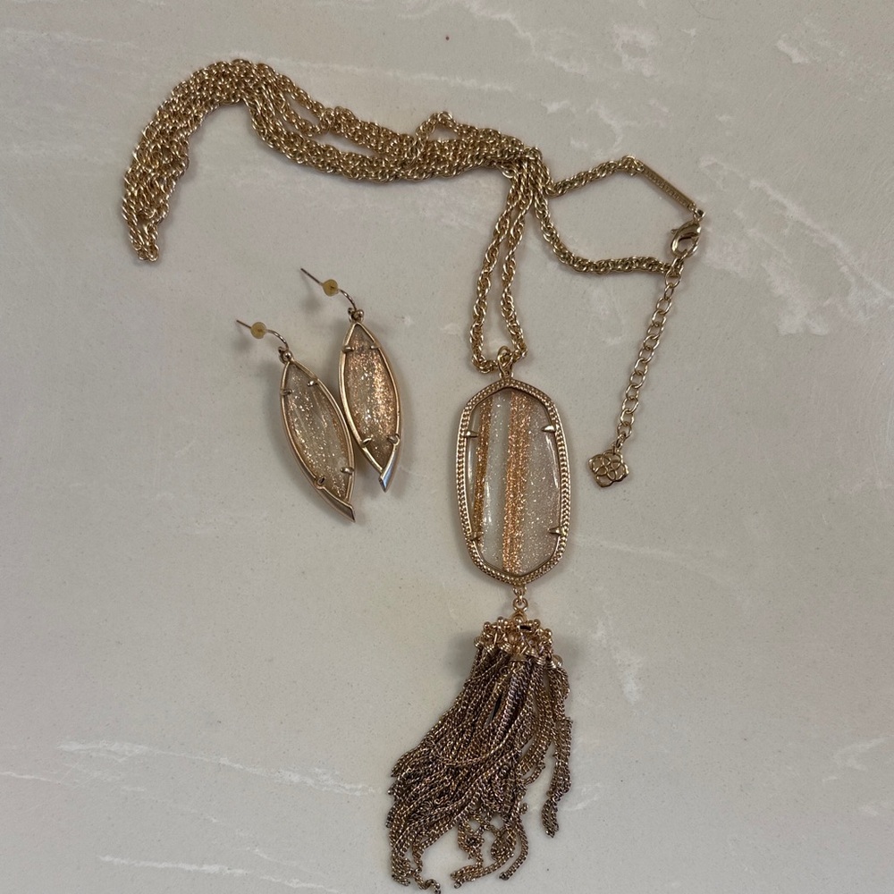 Kendra Scott Rayne Tassel Necklace and Matching Earrings